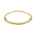 14k Two-Tone Gold Dual Wheat Chain Bracelet with Diamond Stations (3.75 mm) by Avera Group