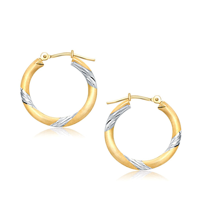 14k Two Tone Gold Polished Hoop Earrings (20 mm) by Avera Group