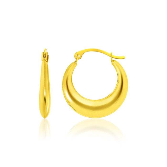 14k Yellow Gold Graduated Round Shape Hoop Earrings by Avera Group