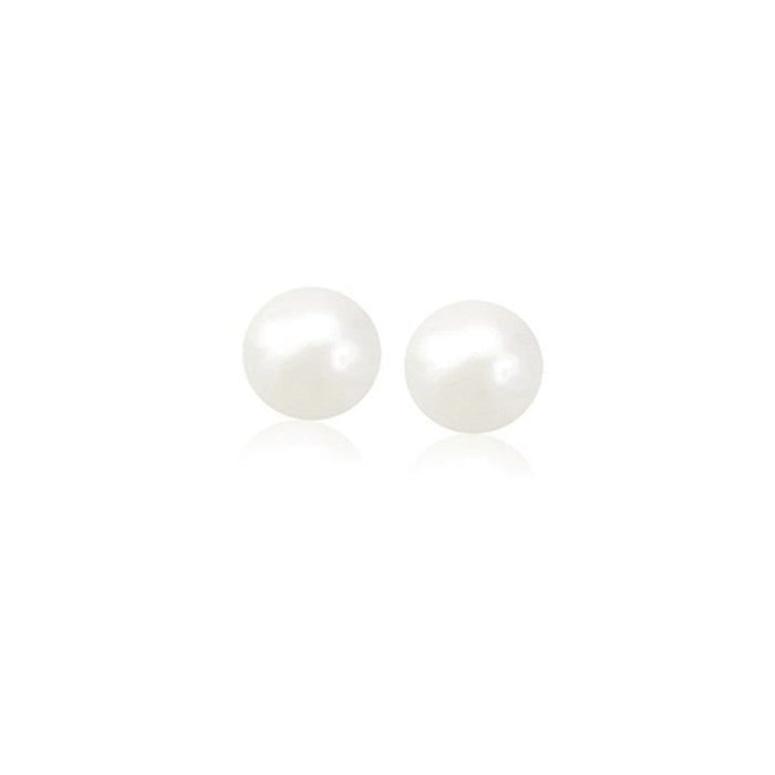 14k Yellow Gold Freshwater Cultured White Pearl Stud Earrings (6.0 mm) by Avera Group