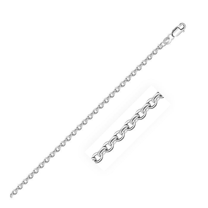 2.3mm Sterling Silver Rhodium Plated Cable Chain by Avera Group