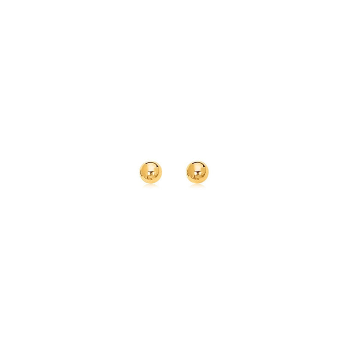 14k Yellow Gold Polished Round Stud Earrings by Avera Group