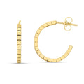 14k Yellow Gold Brick Omega Hoop Earrings by Avera Group