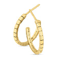 14k Yellow Gold Brick Omega Hoop Earrings by Avera Group