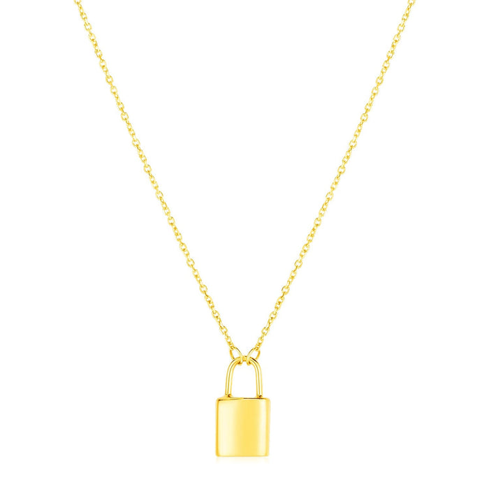 14k Yellow Gold Padlock Necklace by Avera Group