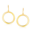 14k Yellow Gold Flat Open Tube Round Earrings by Avera Group