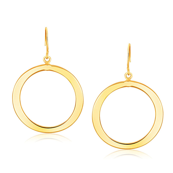 14k Yellow Gold Flat Open Tube Round Earrings by Avera Group