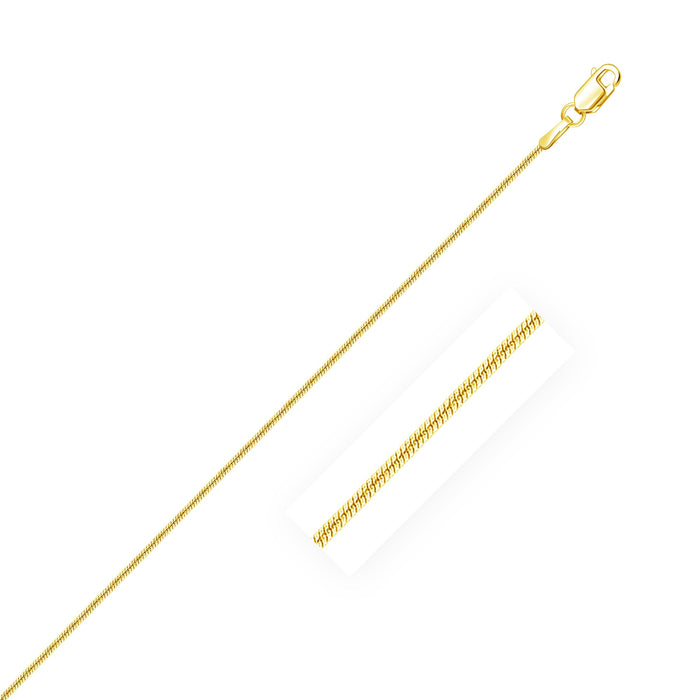 14k Yellow Gold Round Snake Chain (0.90 mm) by Avera Group