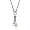 18k Yellow Gold and Sterling Silver Popcorn Style Necklace with Pearl Accents by Avera Group