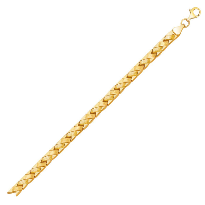 14k Yellow Gold Fancy Basket Weave Line Bracelet (4.85 mm) by Avera Group