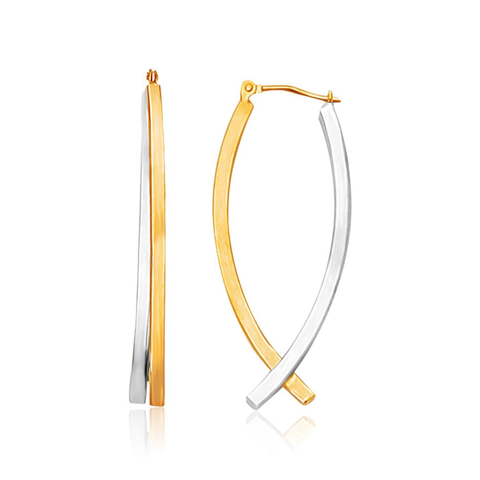 14k Two-Tone Gold Double Row Fancy Drop Earrings by Avera Group