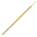 14k Two-Tone Gold Fancy Weave Bracelet with Contrasting Finish (6.35 mm) by Avera Group