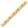 14k Two-Tone Gold Fancy Weave Bracelet with Contrasting Finish (6.35 mm) by Avera Group