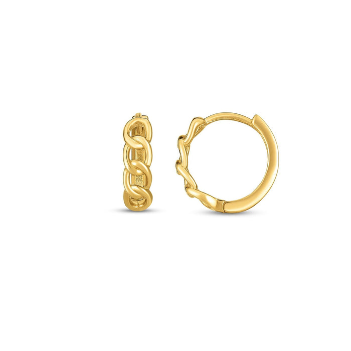 14k Yellow Gold Curb Huggie Hoop by Avera Group