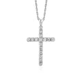 Cross Pendant with Diamonds in Sterling Silver by Avera Group