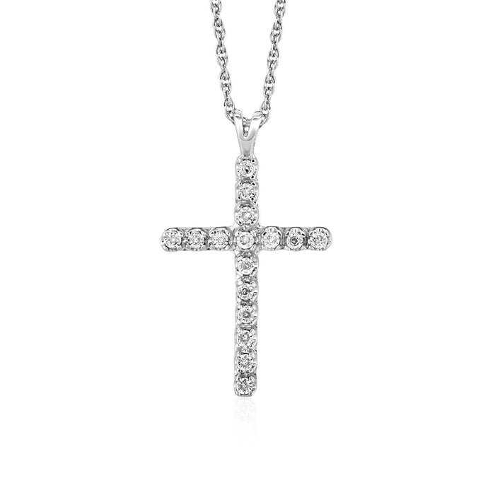 Cross Pendant with Diamonds in Sterling Silver by Avera Group