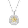 Designer Sterling Silver and 14k Yellow Gold Sand Dollar Pendant by Avera Group