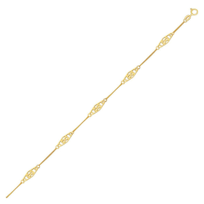 14k Yellow Gold Infinity Ankle Bracelet by Avera Group