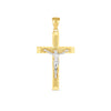 14k Two Tone Gold High Polish Diamond Cut Cross Pendant