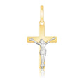 14k Two Tone Gold Crucifix Motif Pendant by Avera Group