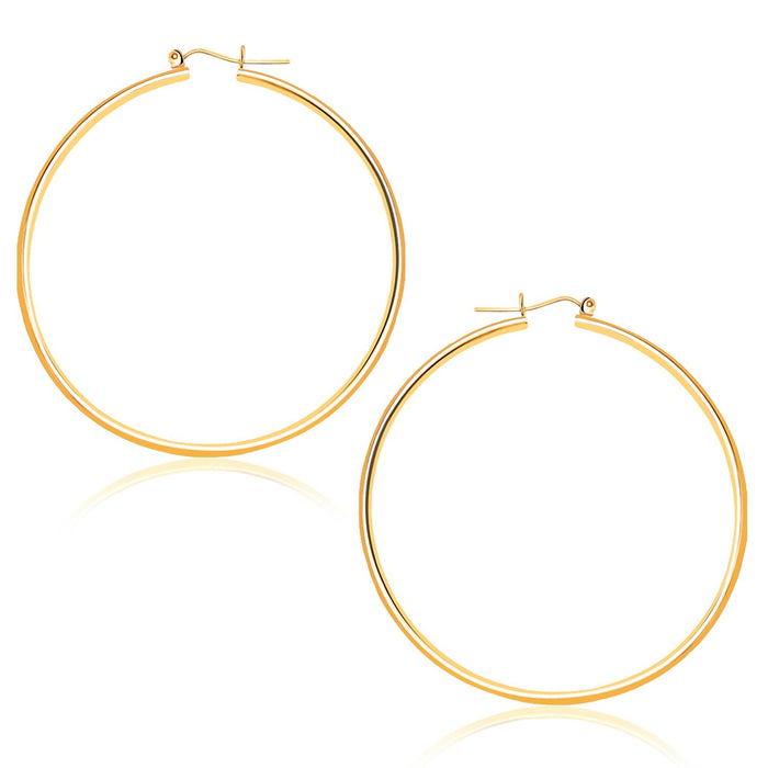 14k Yellow Gold Polished Hoop Earrings (1.5x45mm) by Avera Group