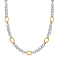 18k Yellow Gold and Sterling Silver Rhodium Plated Multi Style Chain Necklace by Avera Group