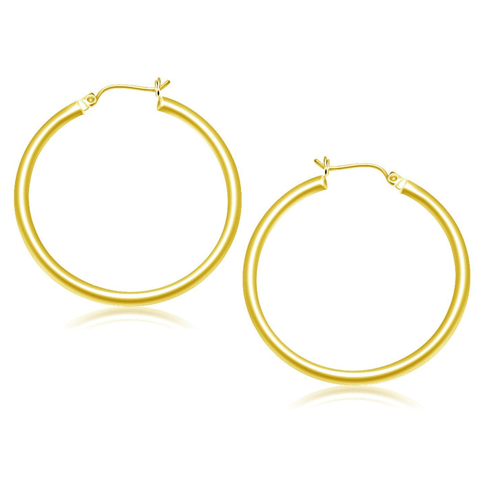 14k Yellow Gold Polished Hoop Earrings (3x40mm) by Avera Group
