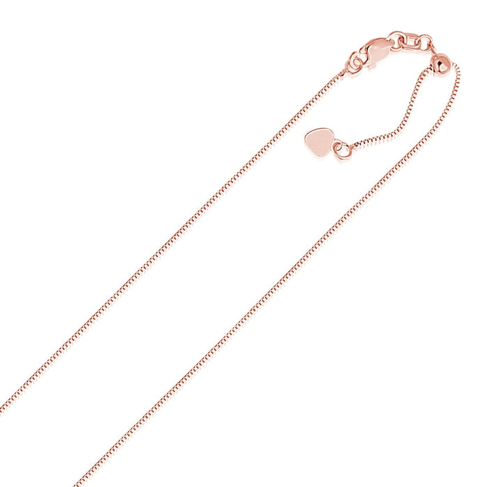14k Rose Gold Adjustable Box Chain 0.7mm by Avera Group