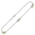 14k Yellow Gold and Sterling Silver Triple Ring Stationed Anklet by Avera Group
