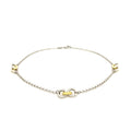 14k Yellow Gold and Sterling Silver Triple Ring Stationed Anklet by Avera Group