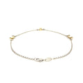 14k Yellow Gold and Sterling Silver Triple Ring Stationed Anklet by Avera Group
