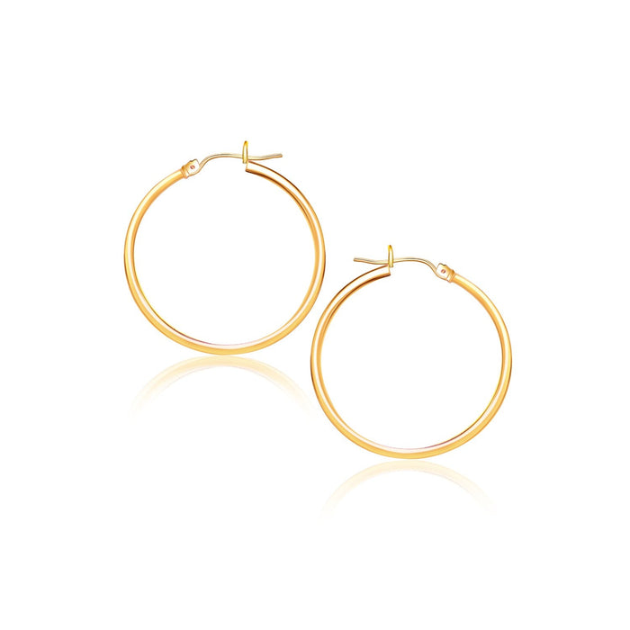 14k Yellow Gold Polished Hoop Earrings (40 mm) by Avera Group