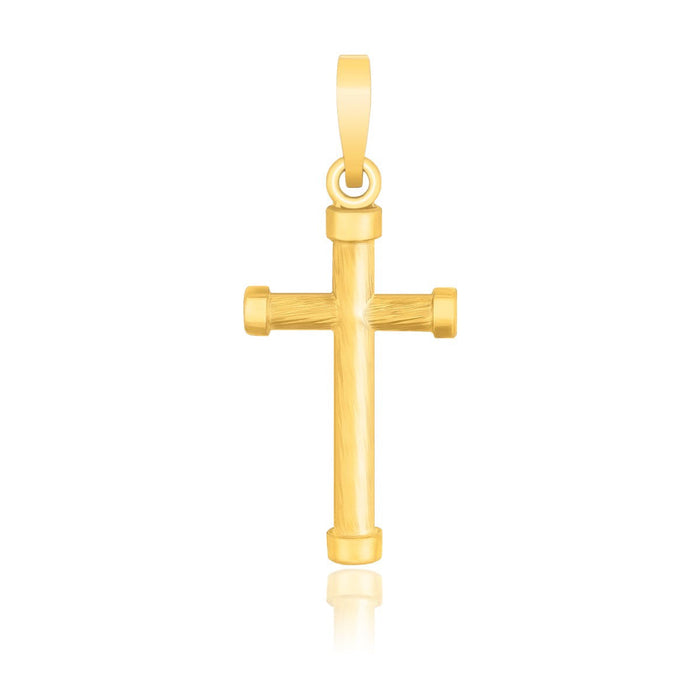 14k Yellow Gold Cross Pendant with Rounded Ends by Avera Group