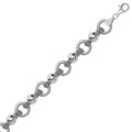 Sterling Silver Multi Strand Bead Chain Bracelet with Rings and Rhodium Plating by Avera Group