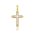 14k Two-Tone Gold Cross Pendant with an Ornate Budded Style by Avera Group