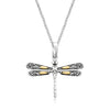 18 k Yellow Gold and Sterling Silver Pendant in a Dragonfly Design