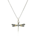 18k Yellow Gold and Sterling Silver Pendant in a Dragonfly Design by Avera Group