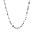 Sterling Silver Rhodium Plated Chain Bracelet with a Flat Heart Motif Station by Avera Group