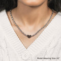 Sterling Silver Rhodium Plated Chain Bracelet with a Flat Heart Motif Station by Avera Group