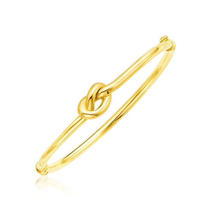 14k Yellow Gold Bangle Bracelet with Polished Knot by Avera Group