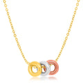 14k Tri-Color Gold Chain Necklace with Three Open Circle Accents by Avera Group