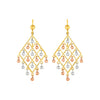 Textured Chandelier Earrings with Ball Drops in 14k Tri Color Gold