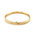 14k Yellow Gold Diamond Cut Design Dome Motif Children's Bangle by Avera Group