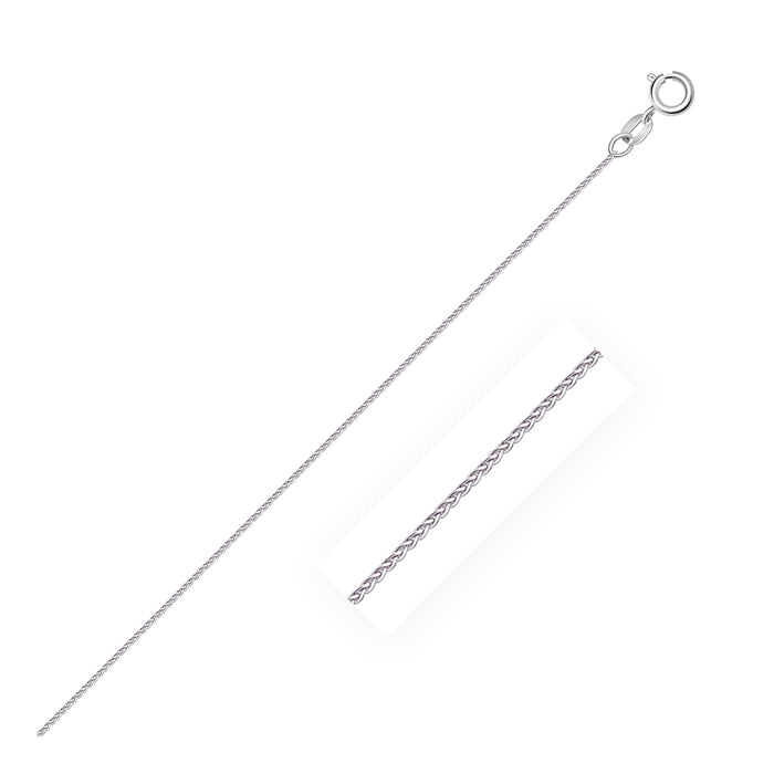 14k White Gold Diamond Cut Round Wheat Chain (0.60 mm) by Avera Group