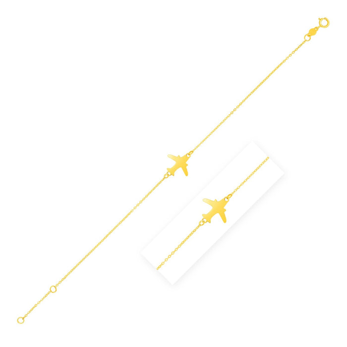 14K Yellow Gold Airplane Bracelet by Avera Group
