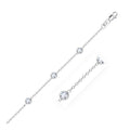 14k White Gold Anklet with Round White Cubic Zirconia by Bids.com