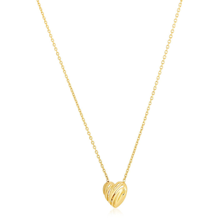 14k Yellow Gold High Polish Scribbles Heart Necklace by Avera Group