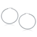 14k White Gold Polished Hoop Earrings (2x40mm) by Avera Group
