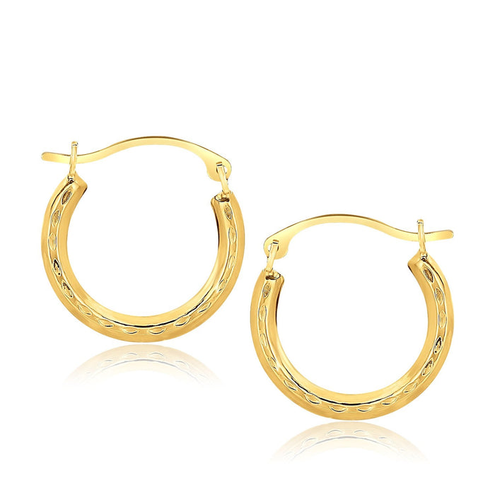10k Yellow Gold Fancy Hoop Earrings by Avera Group