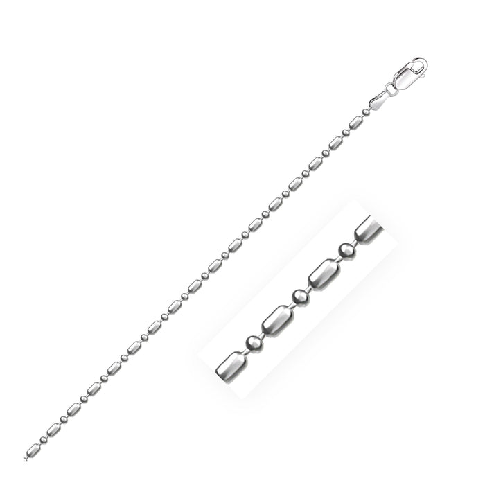 14k White Gold Diamond-Cut Alternating Bead Chain (1.30 mm) by Avera Group